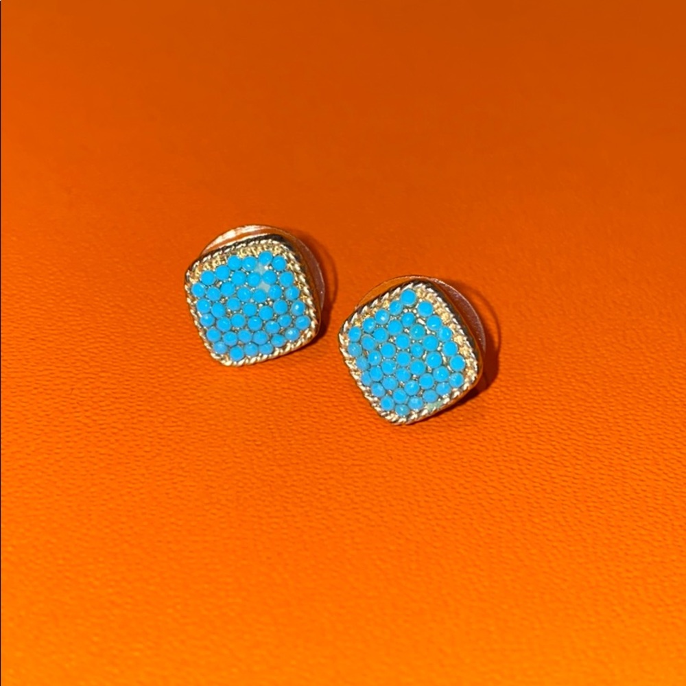Turquoise and gold stud earrings